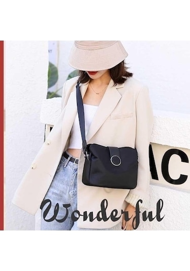 Tongxida Moda Vintage Vahşi Su Omuz Messenger Çantası Kadınlar İçin Seyahat Çantası Siyah