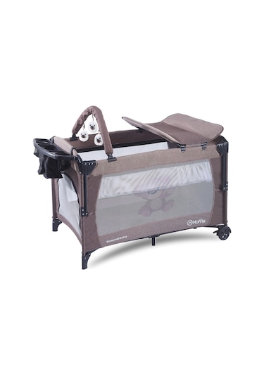 Sleep Side Play Anne Yanı Park Yatak Sallanır Cibinlikli Oyun Parkı Bebek Beşik 70x110 Cm Yataksız Kahverengi