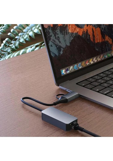 Cr14 Type-c / Usb 3.0'dan 2500mbps Rj45 Ethernet Adaptör Mac Windows Uyumlu Alüminyum Kasa 2.5gbps