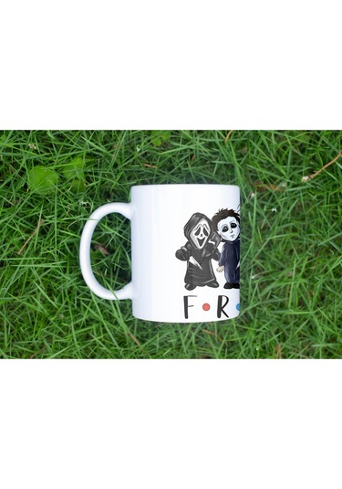 Korku Karakterleri Friends Tasarımlı Kupa Bardak - Eğlenceli Korku Film Karakterleri Koleksiyon Beyaz