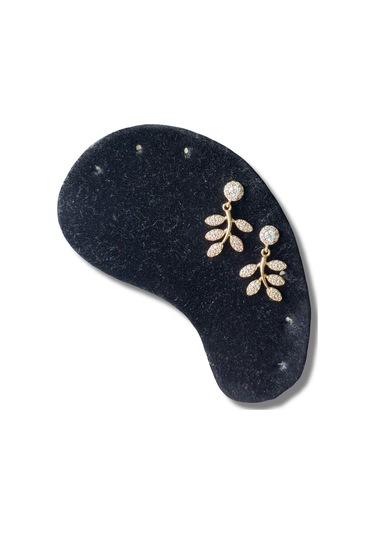 Bronz Renkli Minik Yapraklı Çelik Küpe Sarı