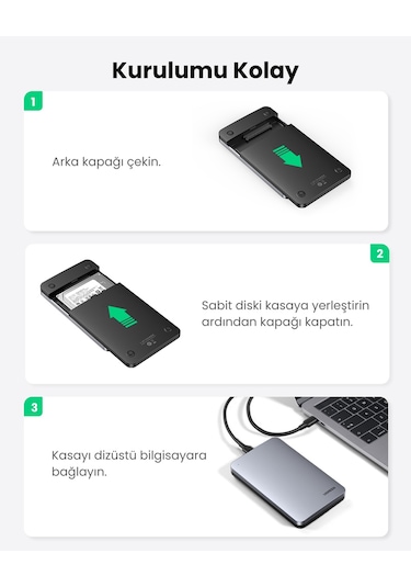 Ugreen Usb To Usb C Gen2 2,5'' Hard Disk Kutusu, 70498