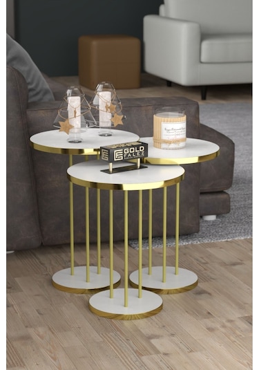 Zigon Sehpa Terra Gold Beyaz