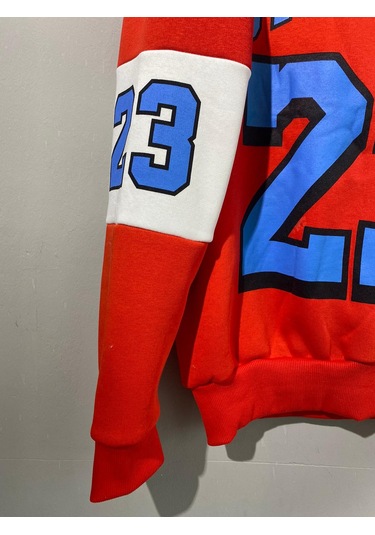 Erkek Kırmızı Unısex Oversize Chicago 23 Baskılı Polarlı Sweat Kırmızı