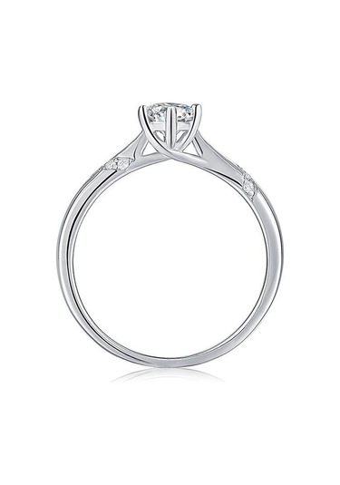 Yeşil Bague Ringen Gerçek 1.0 Karat Mozanit Pırlanta Yüzük Kadınlar Için Güzel Takı 925 Ayar Gümüş Nişan Düğün Bayan Anillo