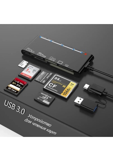 Jeemson 7-in-1 Usb 3.0 Kart Okuyucu: Cf/xd/ms/sd/tf Kartları İçin Çok Fonksiyonlu Usb Çevirici, Taşınabilir Veri Aktarım Aleti