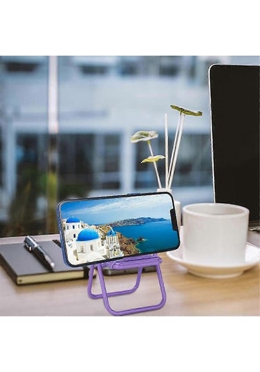 Bloomnest Mini Sandalye Telefon Tutucu, Taşınabilir Katlanır Stand, Saç Masaüstü, Cep Telefonu Destekliği, Altın - Siyah A1088 Altın - Siyah