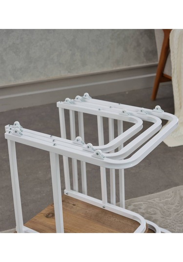 Sehpol Vera Demonte Zigon Sehpa Tekerlekli 3 Lü Beyaz Atlantik Çam