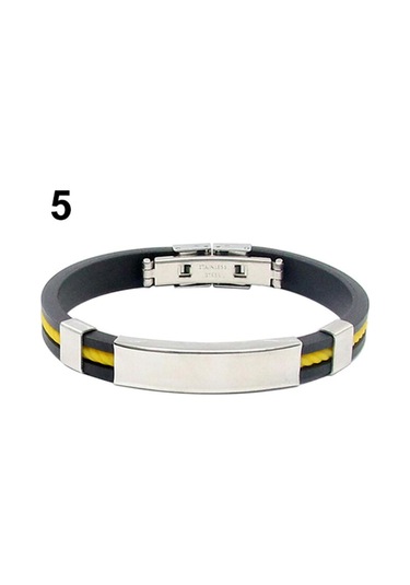 Beyaz Erkekler Punk Kauçuk Paslanmaz Çelik Bileklik Toka Manşet Bileklik Bileklik Güzel