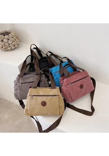 Ganzhoushop Tuval Red Omuz Kapasiteli Kadınlar Kadınlar İçin İçin Günlük Çapraz Çantaları Çantalar Çanta Büyük Yq Kırmızı