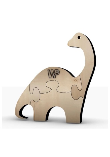 Masif Ahşap Puzzle Çocuklar İçin Boyanabilir Dinazor Boya Setli