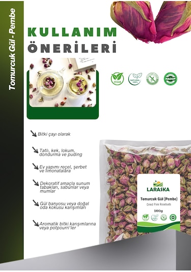Tomurcuk Gül -kuru Gül Goncası Gül Çayı - Pembe 100g-dried Rose Buds