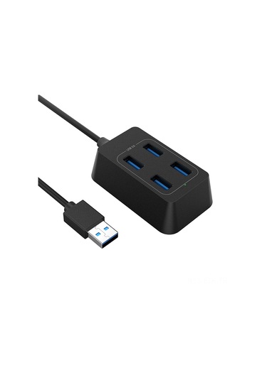Xindoker Usb 3.0 Hub Siyah Mini Taşınabilir 4 Portlu 5 Gbps Veri Transferi 1m Kablolu Plug&play Windows Macos Uyumlu