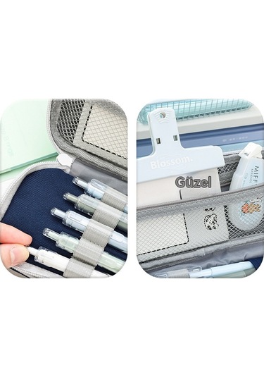 Basit Büyük Kapasiteli Çift Katmanlı Fermuarlı Öğrenci Kalem Kutusu Bordo