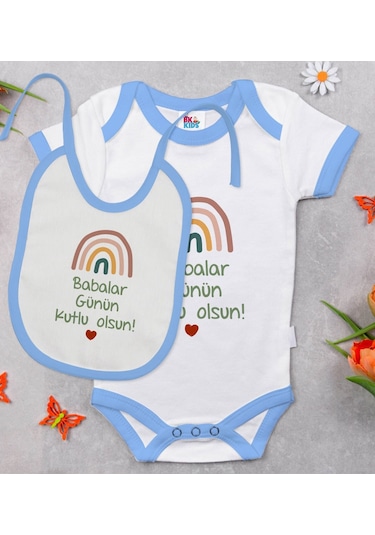 Bk Kids Babalar Günün Kutlu Olsun Tasarımlı Mavi Bebek Body Zıbın Çok Renkli