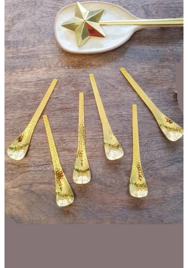 Jasper D-298 Gold Çay Kaşığı Kahve Dondurma Tatlı Pasta Şeker Kaşık Set Altın