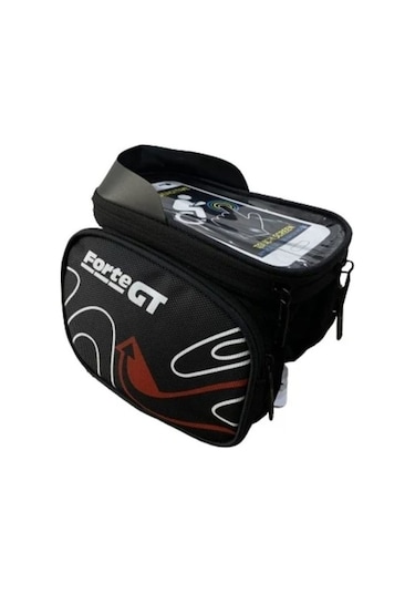 FORTE GT BİSİKLET ÇANTASI KADRO ÜSTÜ TELEFONLUKLU SİYAH KIRMIZI X Siyah