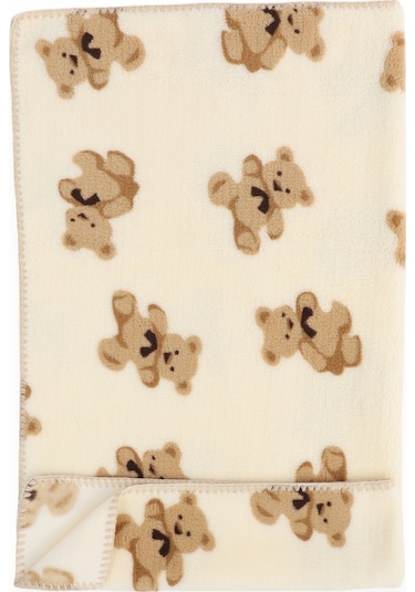 Ayı Desenli Velsoft Battaniye Ekru