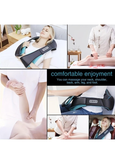 Valkyrie Şarjlı Shiatsu Bel Bacak Ayak Sırt Boyun Masaj Aleti Isıtmalı 8 Nodüllü 1. Kalite Rahatlatıcı Kas Gevşetici Masaj Cihazı Siyah