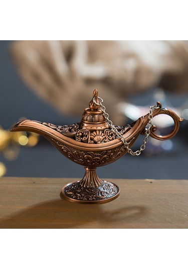 Geeroyoo Alaaddin'in Sihirli Lambası Metal Esanslı Tütsü Aromaterapi Ev Dekor Hediyelik Eşya, Gümüş Renk