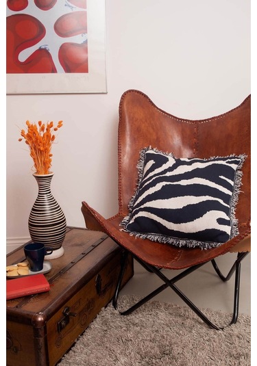 Peraluna Zebra Pıllow %100 Organik Pamuk Triko Yastık Kılıfı 45x45 Cm Lacivert - Lacivert