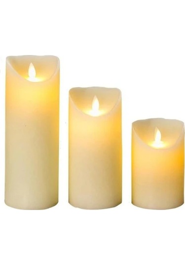 Hfambition 3'lü Led Sönmeyen Mum Seti - Motorlu Titrek Alev, Abs Malzeme, Pilli Ev Dekorasyon Işıklı Aydınlatma Diğer