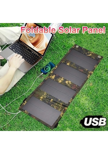Besthome1 Dream011 1 Adet Taşınabilir Katlanabilir Güneş Paneli Siyah Usb Arayüzü Telefon Tablet Şarj Kampçılık Seyahat Monokr