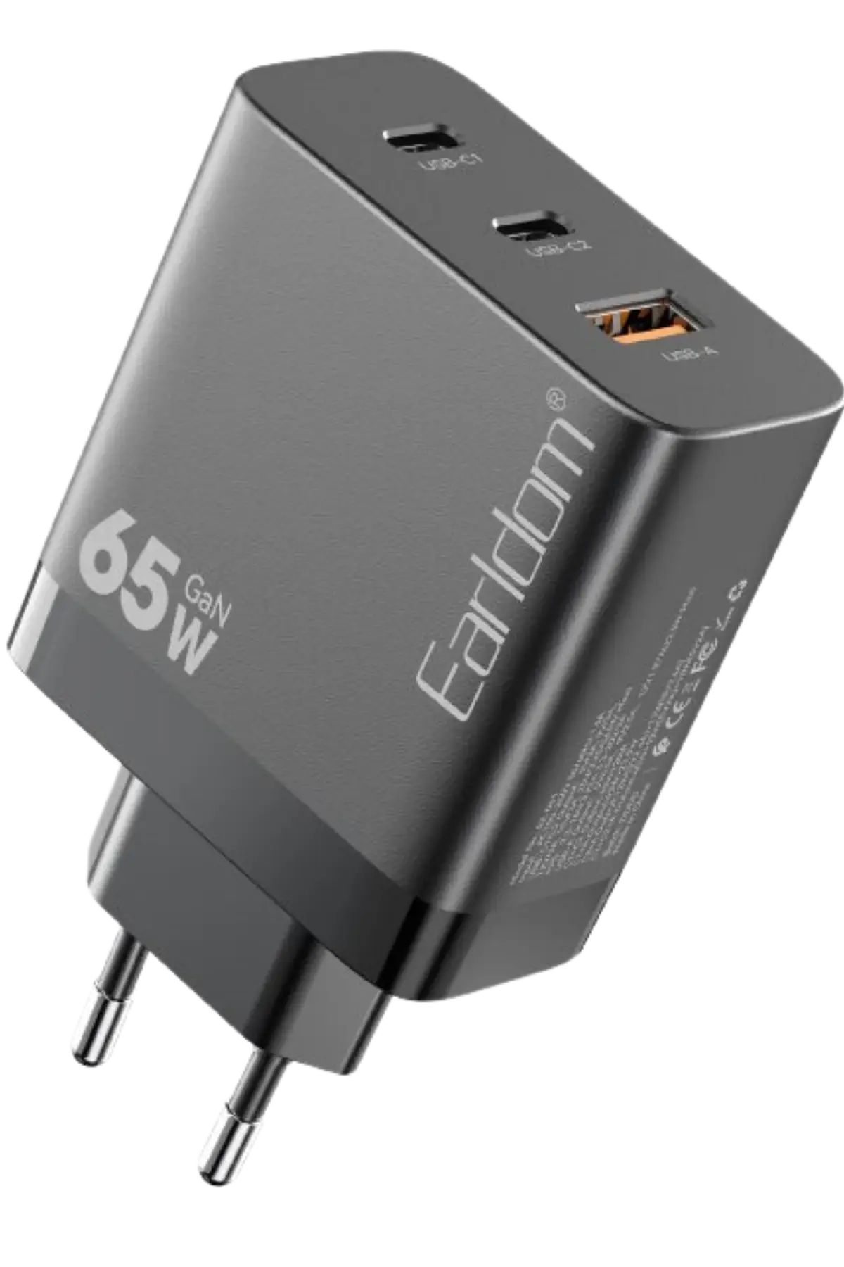Earldom Eu41 2 Adet Type-c Ve 1 Adet Usb Çıkışlı 65w Gan Şarj Aleti - Siyah Renk - Siyah