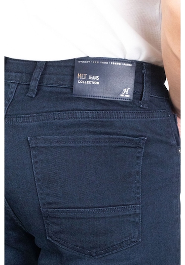 Koyu Mavi Erkek Regular Fit Rahat Kesim Esnek Likralı Denim Jeans Kot Pantolon 001