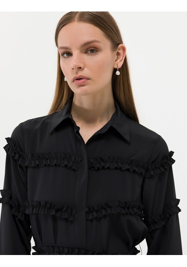 Pierre Cardin Kadın Siyah Comfort Fit Dokuma Elbise 50262953-vr046 Siyah