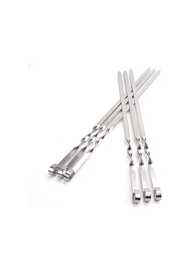 12 Adet Paslanmaz Çelik Kebap, Tekrar Kullanılabilir Kebap Çubukları, Kamp Ateşi Veya Izgara Tavası İçin 50 Cm Kebap