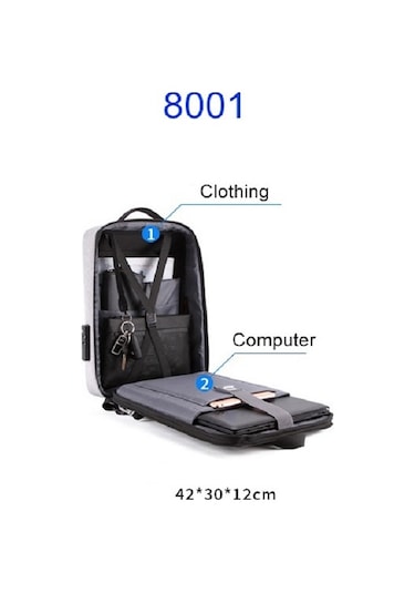 Sert Kabuk Hırsızlık Önleyicili Laptop Sırt Çantası Siyah