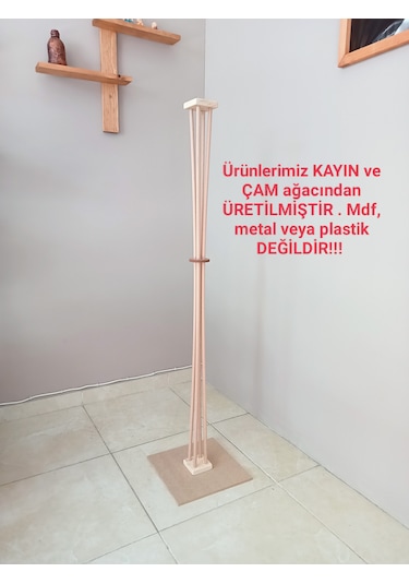 Ahşap Ayaklı Lambader Siyah Gold Renk Altın - Siyah
