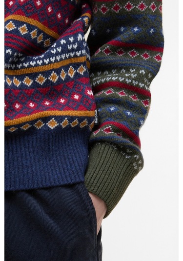 Barbour Patchwork Fair Isle Crew Neck Kazak Ny31 Navy Mix Ny31 Navy Mix