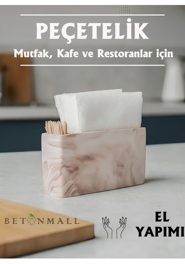 El Yapımı Beton Gri Alçı Peçetelik Minimal Masa Ve Mutfak Dekoru Kafe & Bar İçin Kahverengi