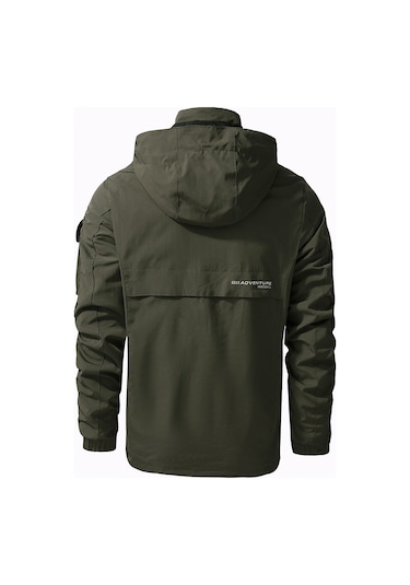 Moda Rahat Kapüşonlu Açık Hava Erkek Ceketi Yeşil
