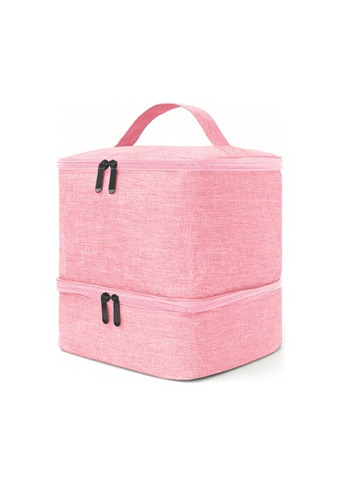 Reedark 30'lu Fırça, Oje Ve Yağ Saklama Çantası - İki Bölmeli, Ağlı Cepli, Taşınabilir Pu Kadife Makyaj Gereçleri Organizerı Pembe