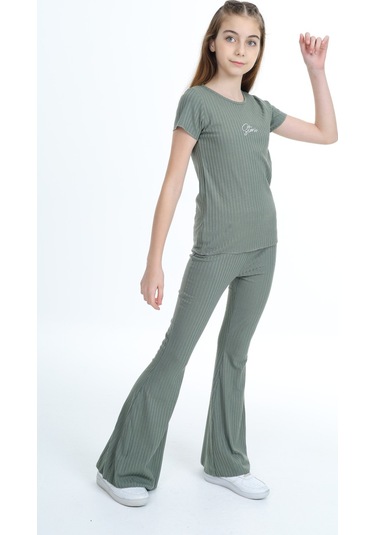 Toontoy Kız Çocuk Storie Nakışlı Eşofman Takım Haki