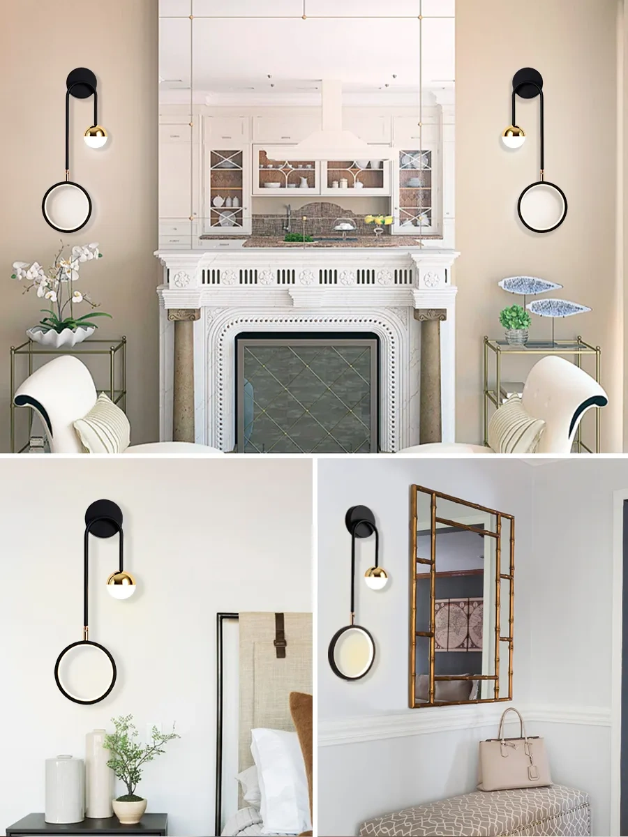 Yonlux Duvar Tipi Led Abajur, Led Duvar Lambası Yatak Odası İçin 443825538 Siyah