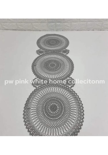 Kordon işlemeli Runner 38 x 115 CM Gri