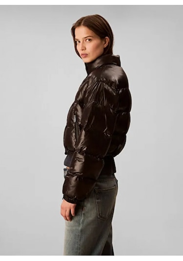 Calvin Klein Parlak Kısa Şişme Kadın Siyah Ceket Lv047d504g-ub1 Siyah