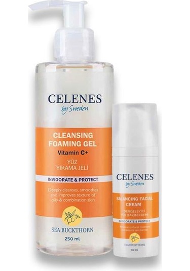 Celenes Sea Buckthorn Yağlı Ve Karma Ciltler İçin Yüz Temizleme Ve Bakım Seti