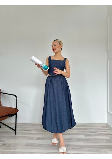 Keymoda Kadın Denim Balon Etek Mavi Mavi