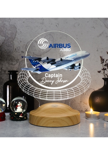 Airbus A380 Yolcu Uçağı Renkli Baskılı Kişiye Özel 3d Led Lamba,