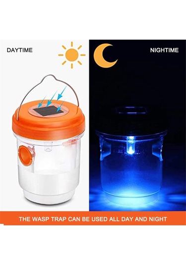 Lemestar Dış Mekan Güneş Enerjili Arı Tuzağı - Bahçe Çimenliği İçin Ip44 Su Geçirmez, Uv Işık Ve Çift Giriş Tüneli - Turuncu 4'lü Paket