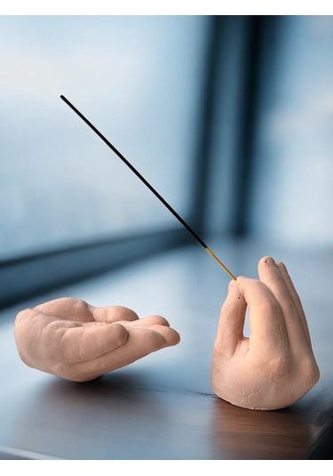 El Formunda Beton Tütsülük Ve Dekoratif El Objeleri - Minimalist El Yapımı Tütsü Standı Tasarım