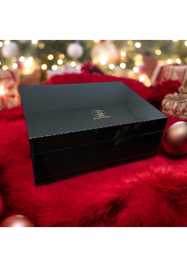 Guevara Karbonfiber Humidor Puro Kutusu Siyah 40s