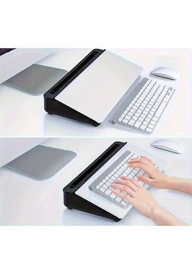 Willowhaven Siyah Kompakt Cam Masaüstü Yazı Tahtası Depolamalı Modern Tasarım Siyah