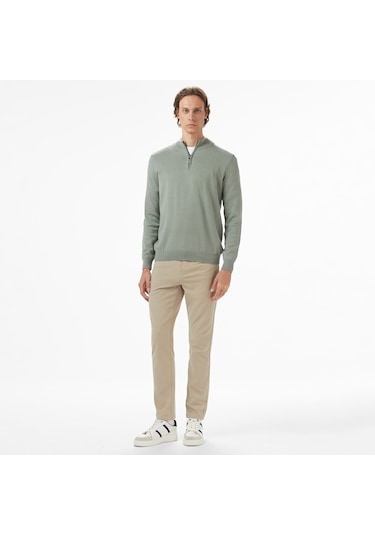 Nautica Erkek Yeşil Classic Fit Kazak Düz S57104t Yeşil