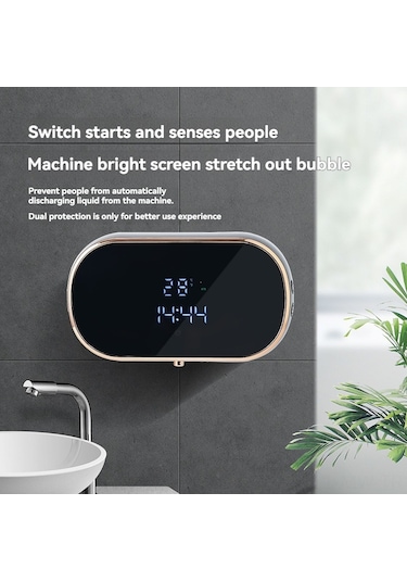 Moveevo Dokunsuz Akıllı Köpük Dağıtıcı - Sayısal Ekranlı, Duvar Kurulu, 350ml Hacimli, Usb-c Şarjlı, Aileye Uygun Temizlik Aleti Beyaz